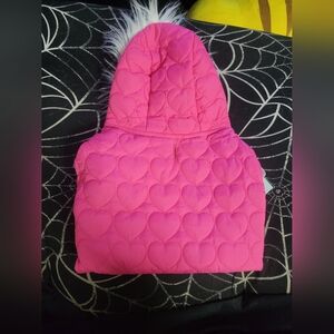 Nwt Charming Pink Heart Dog Hooded Jacket